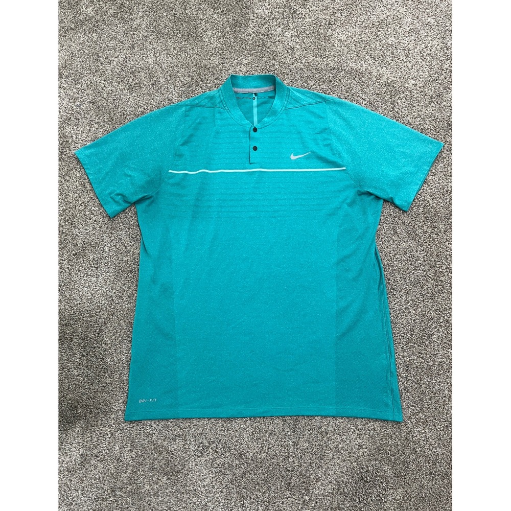 Nike Golf Tiger Woods Collection Blade Collar Polo Shirt Teal Mens XL Dri-FIT